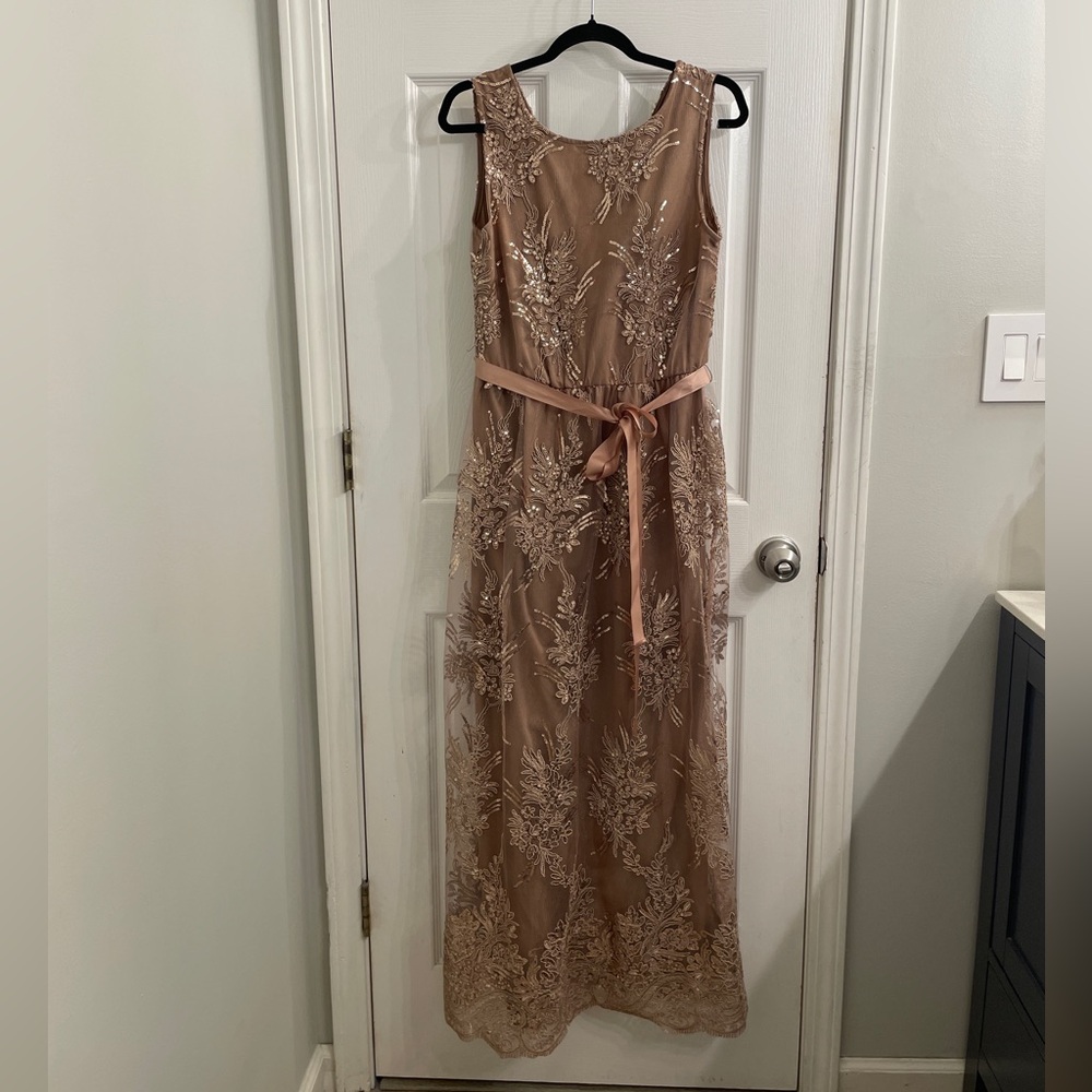 Candalite Mauve/Gold Sleeveless Scoop Neck Gown Size Small